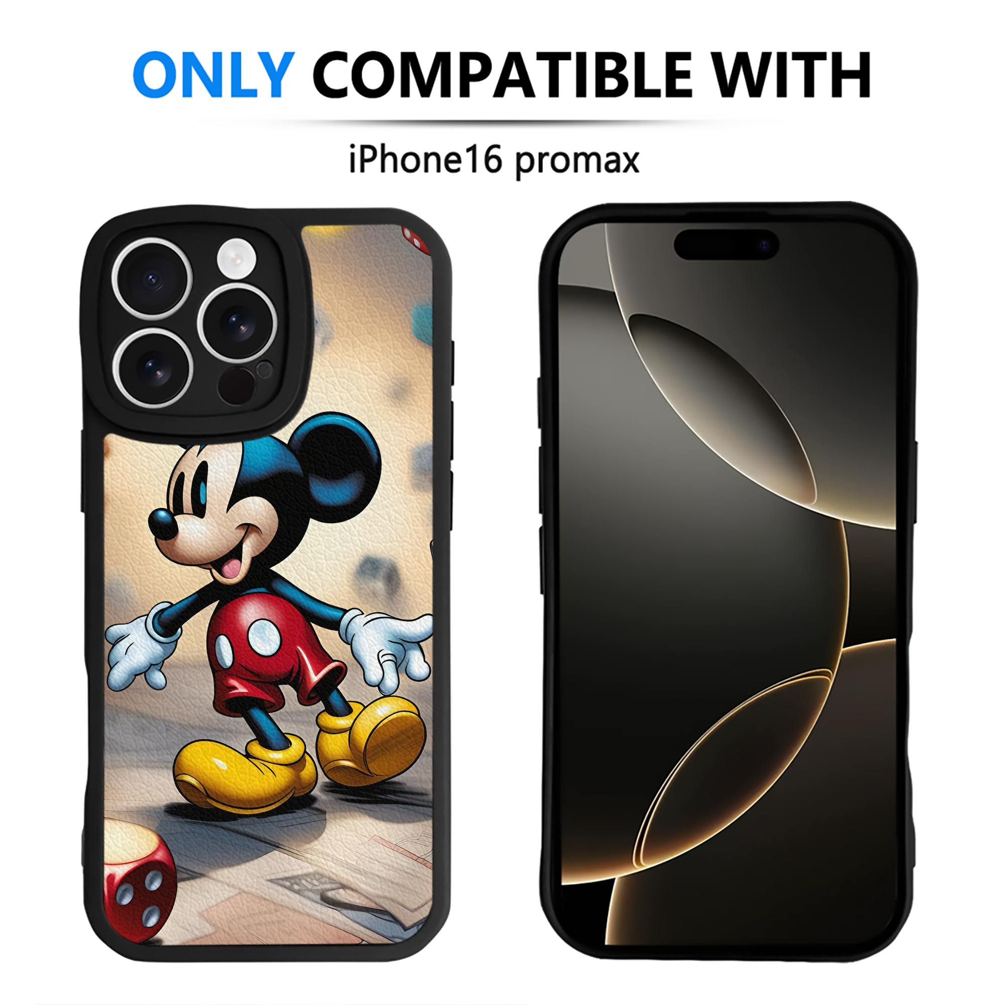 （画像用） ミッキーマウス Mickey Mouse 【iPhone 16シリーズ対応】シリコンスマホケース（レザー調） 材質：シリコン